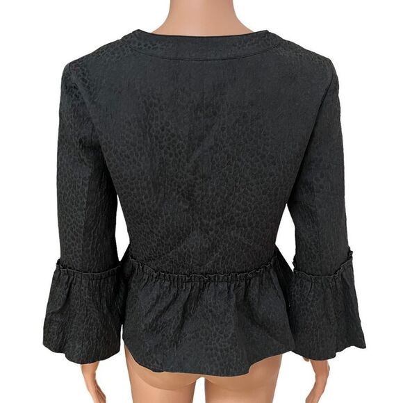 BCBG MAXAZRIA Black Giselle Peplum Blazer Coat silk/wool blend size S - Picture 3 of 8